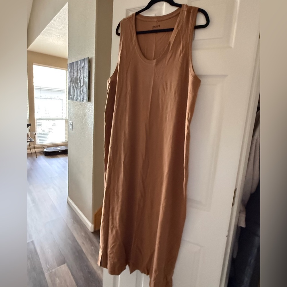 PACT Organic Cotton Long Dress Brown Sugar XXL - Picture 4 of 9